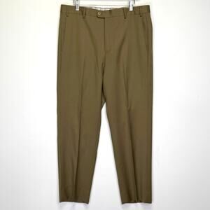 Zanella Dress Pants Khaki Mens 34 x 28 Flat Front Tailored Italy Suit Business
